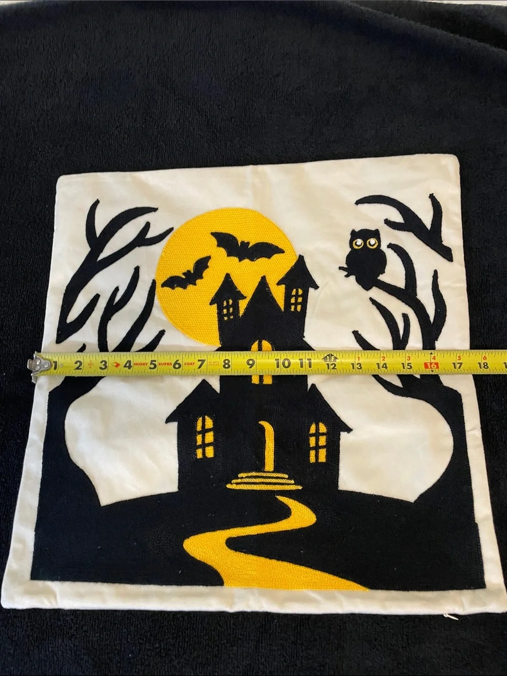 Halloween Haunted House Decorative Pillow Cover - Black, White & Yellow